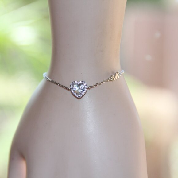 New in Box Michael Kors Sterling Silver Heart CZ Bracelet - Picture 11 of 13
